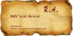 Rövid Arvid névjegykártya